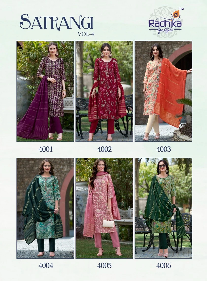 Radhika Lifestyle Satrangi Vol 4 Modal Chanderi Print Wholesale Fancy Readymade Salwar Suit Catalog — Wholesale Readymade Suit, MPA wholesale from Surat — view 7